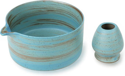 Japanese Matcha Bowl, Glazed Ceremonial Matcha Bowl with Whisk Holder for Matcha Powder/Matcha Tea