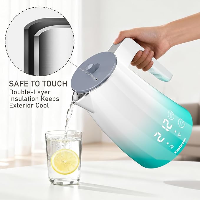 Electric Kettle with Temperature Control, 5 Preset Temps & 2H Keep Warm, 1200W Cool-Touch BPA-Free Electric Tea Kettle, Digital Display, 360° Base - Blue Gradient