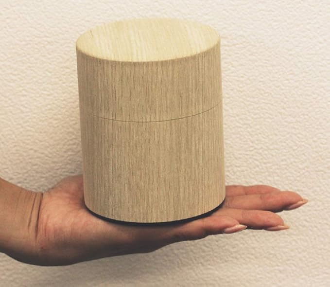 Natural Wood Tea Tin Canister : Oak/Wide 7oz (200g), Japan