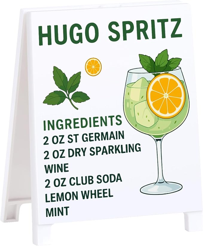 Hugo Spritz Bar Decor Sign Funny Coffee Bar Accessories Plaque for Home Pub Lounge Man Cave Party Decoration for New Couples Drink Lovers & Bartenders Christmas Gifts by Funnysignsandcozydecorgiftsforyourspacethatspeakyourmind