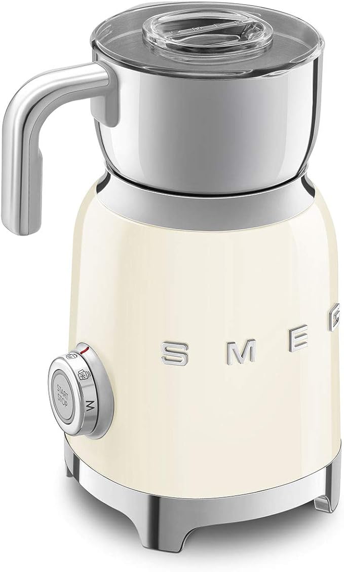 SMEG Retro 50's Style Milk Frother with 2 Disks 6 Preset Programs Hot or Cold Frothing and Induction Heating (Cream)