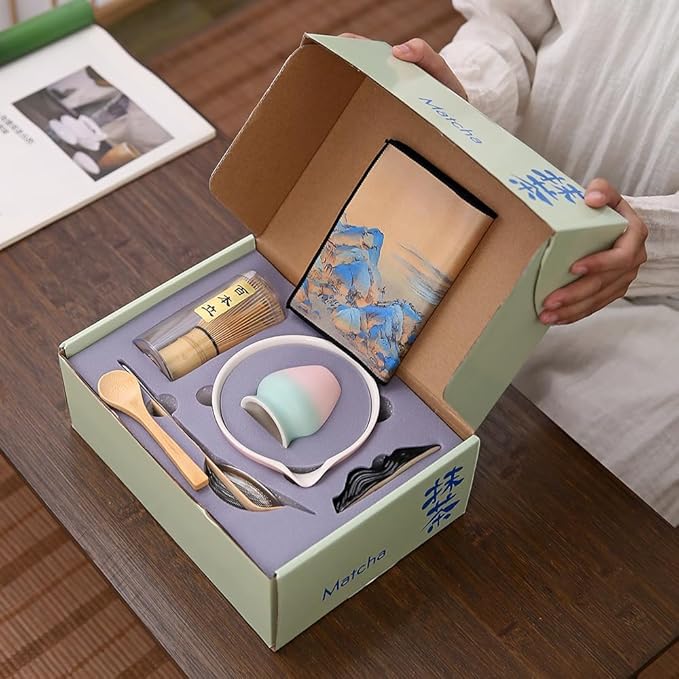 7matcha whisk set - 1Matcha Bowl ，1 matcha whisk, 8pcs matcha kit Gradient matcha set