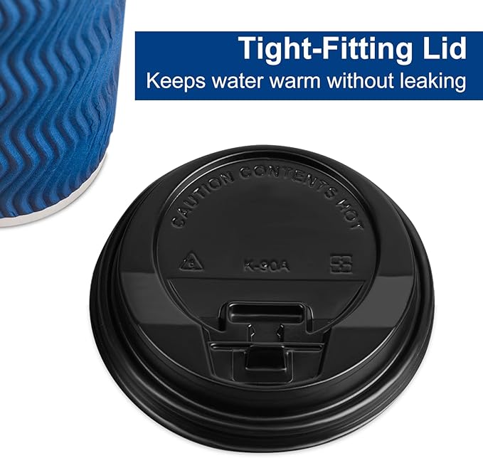 PARACITY Insulated Paper Disposable Coffee Cups, 16oz, 50 Pack with Lids, Ripple Double-Walled, for Beverages, Travel