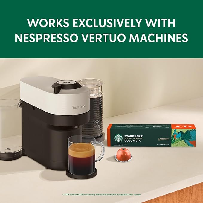 Starbucks by Nespresso Vertuo, Single-Origin Colombia, 30-count Coffee Pods Medium Roast, Brews 7.8 oz