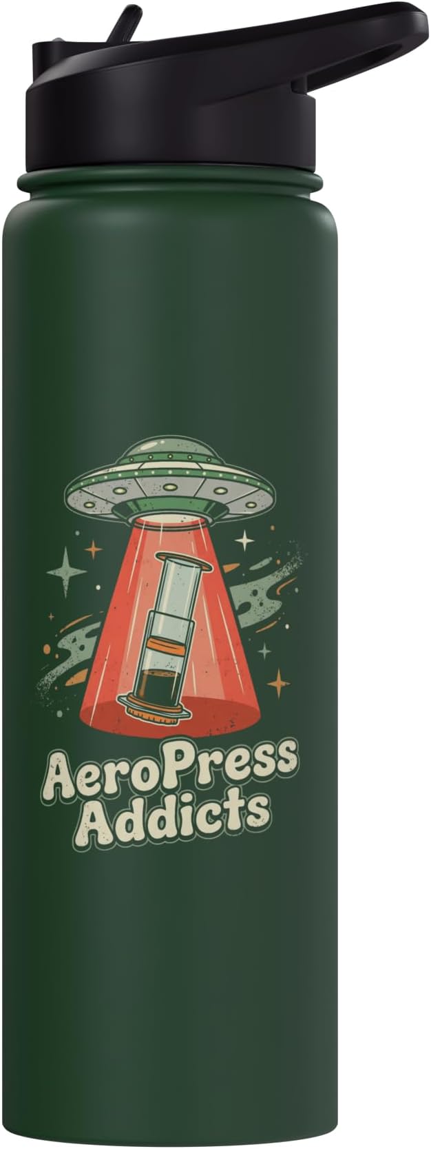 UFO AeroPress Funny Coffee Shirts Sci-Fi AeroPress Brewing Stainless Steel Insulated Water Bottle