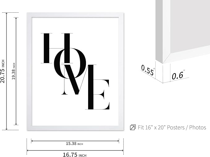 Poster Master Vintage Unique Poster - Retro Minimalist Print - Home, Letters, Typography, Black and White, Simple - Gift for Artist, Friend - Wall Decor for Living Room, Dorm, 16x20 White Framed