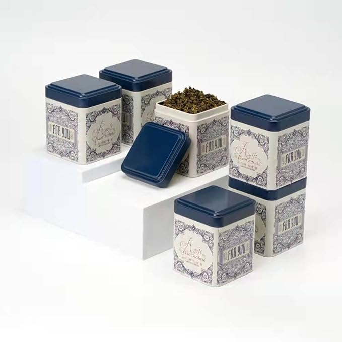 tea tins Canister with Airtight Single Lids for Loose Tea - Small Kitchen Canisters for Tea Coffee Sugar Storage, Loose Leaf Tea Tin Containers - Tea Canister - 6 pc (6PC, blue)
