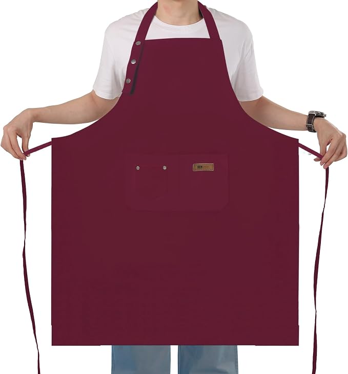 Yuubin Extra Large Aprons for Men Adjustable Button Apron with Pockets Chef Cooking Kitchen Aprons Women,Water&Oil Resistant by Unknown