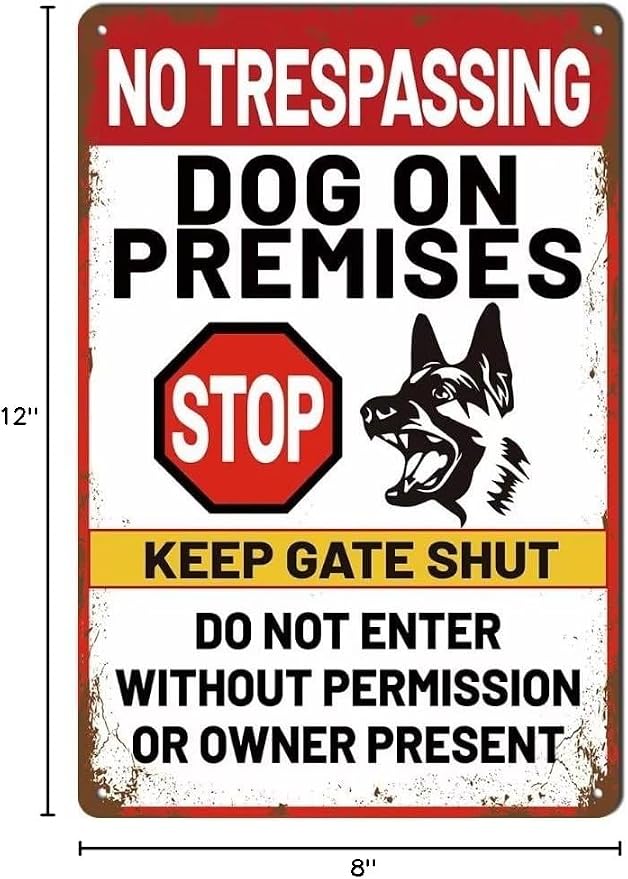Beware Of Dog Signs For Fence Warning Do Not Enter Metal Signs No Trespassing Dog On Premises Sign For Garden Dogs Warning Signs For Property Stop Keep Gate Closed Sign Door Outdoor Decorations 12x8 Inch - Image 9