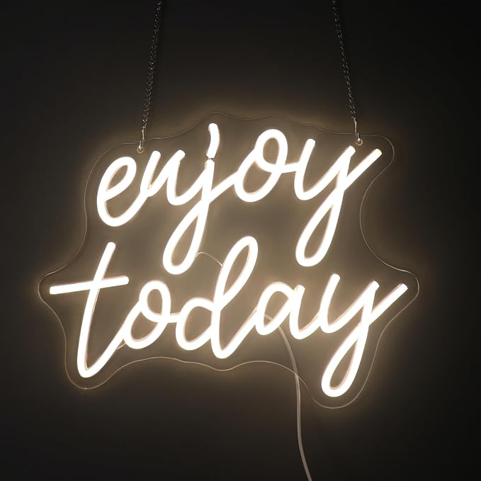 "Enjoy Today" Mindful Mantra Light - Present & Positive LED Wall Art for Living Room, Kitchen, Office or Morning Routine Space, Dimmable USB, Uplifting Daily Reminder Gift for Mindfulness & Joy - Image 7