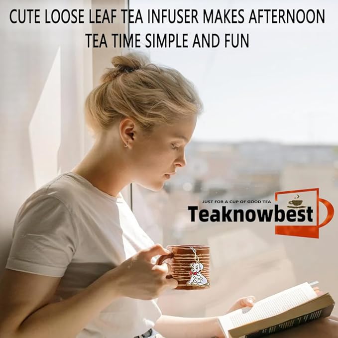 Tea infusers, loose tea strainer, Heart shaped tea ball + cute animal pendant, reusable tea steeper makes afternoon tea meaningful (2, spotted dog)