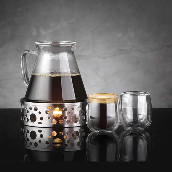 glastal Espresso Cups Set of 6, Double Walled Glass Coffee Cups 4oz, Clear Glass Coffee Cups Insulated Espresso Mug Borosilicate Glass