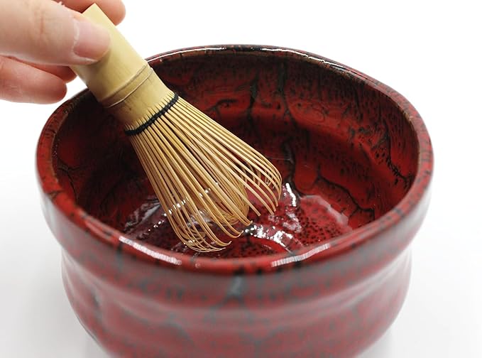 Japanese Traditional Handcrafted Matcha Chawan Tea Bowl Cup Ceremony Tableware Pottery (Tenmoku Beninagare)