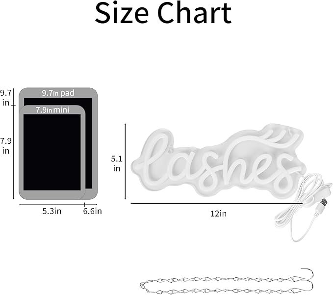 Lashes Neon Sign for Girls Lady Text Led Neon Light for Wall Decor Pink Led Lights for Bedroom Lashes Salon Beauty Room Eyelash Business Makeup Rooms Lash Studios Size 12.0 * 5.1in(XD076)