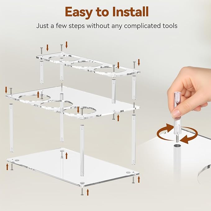 Nuovoware Acrylic Coffee Syrup Organizer, 2-Tier 6 Bottles Bar Organizer, Clear Coffee Syrup Rack for Countertop Kitchen Bar, Surface Film Can be Peeled Off, Transparent
