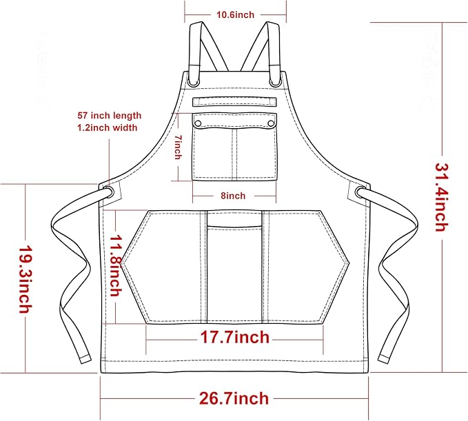 Denim Apron with Pockets for Hairstylist, Barista, Gardening | Firm Stitching,Durable Denim,Cross-Back Straps,Utility Pockets,Adjustable Fit for Gardening,Crafts,Barista Work,Salon Work - Image 2