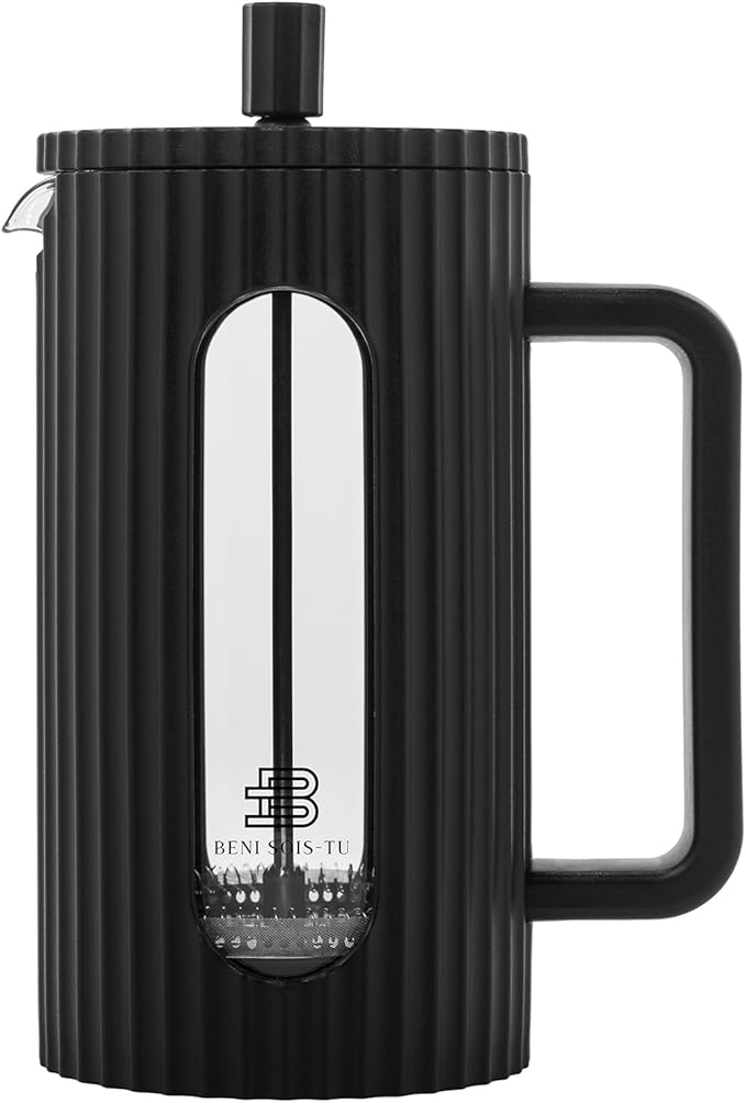French Press Coffee Maker, 34 oz, Heat Resistant Borosilicate Glass, 4-level Filtration