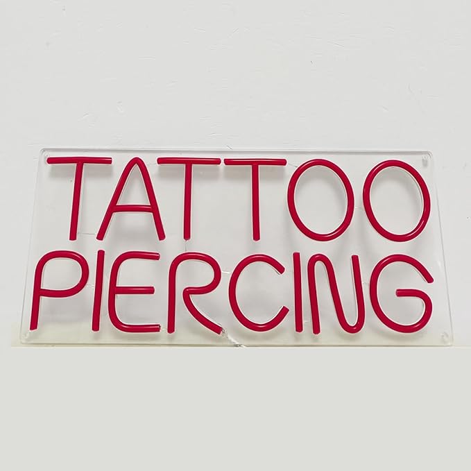 Britrio TATTOO Neon Light Sign for Tattoo Salon Studio Ear Body Piercing Shop LED Fun Wall Decor for Stores Logo Window Display Man Cave Garage Bedroom Christmas Birthday Gift Red 5V USB 15.8 IN