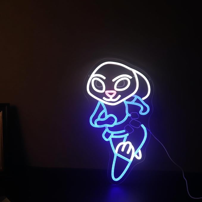 “Running Rabbit” Neon Light - LED Anime Light Wall Art for Kids Room, Playroom, Game Room, Dorm, or Comic Fan Decor, Dimmable USB, Awesome Gift for Children or Friends - Image 7