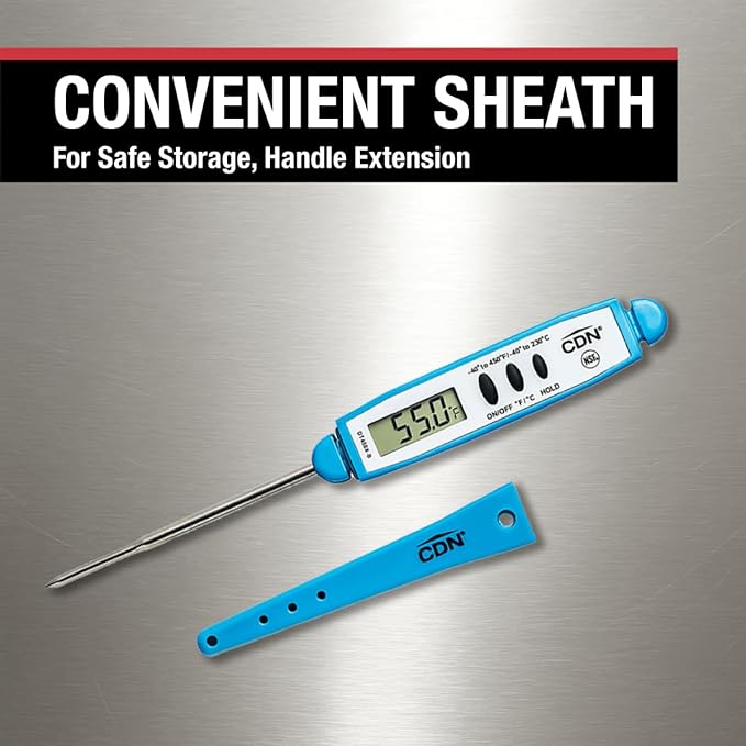 CDN ProAccurate® Instant Read Digital Pocket Thermometer for Meat, Cooking with 2.5mm Reduced Tip, Stainless Steel Stem, Fast Accurate Readings (DT450X)