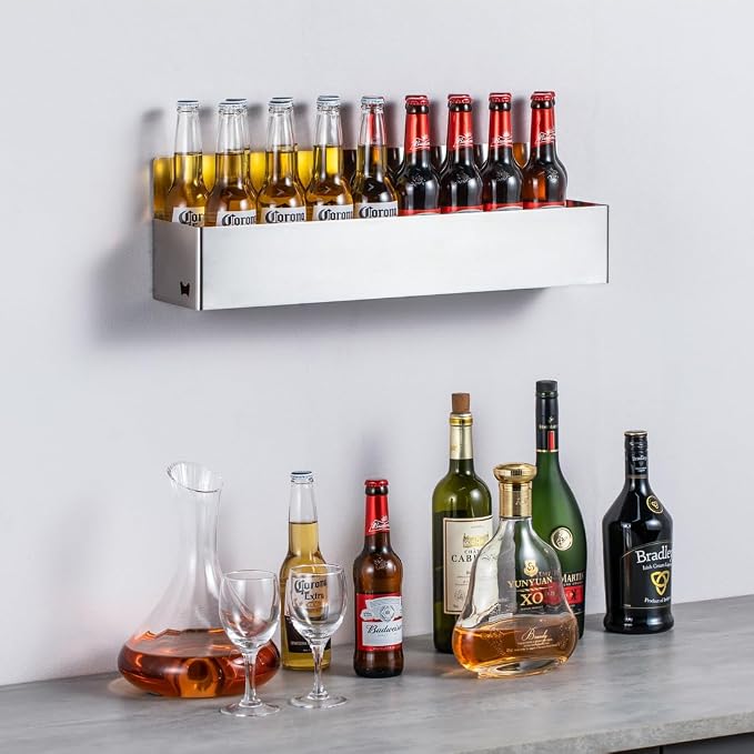 FlagShip Speed Rail 22 Inch Stainless Steel Liquor Bottle Holder Wall Mounted Syrup Rack Bottle Storage for Bar,Kitchen,Coffee Station - Image 5