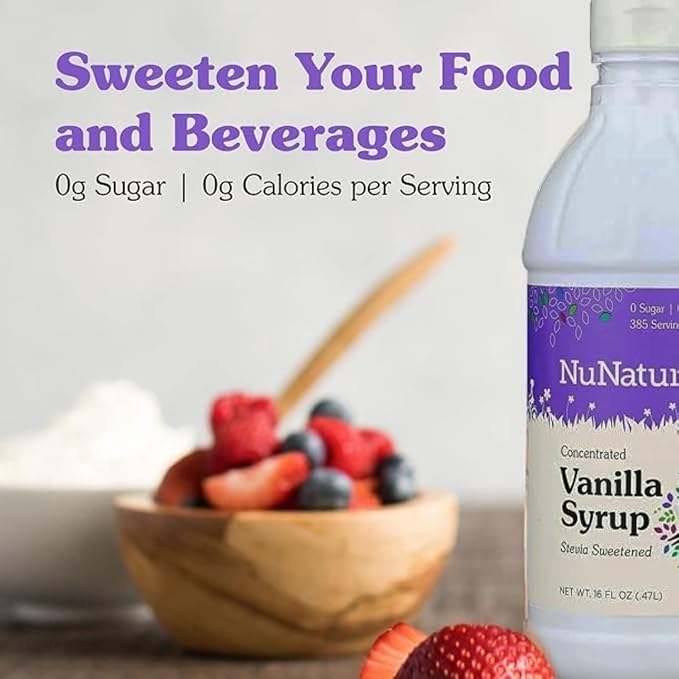 NuNaturals Stevia Syrup, Sugar-Free Sweetener, Plant-Based Sugar Substitute, Zero Calorie, Vanilla Flavor, 16 oz - Image 7