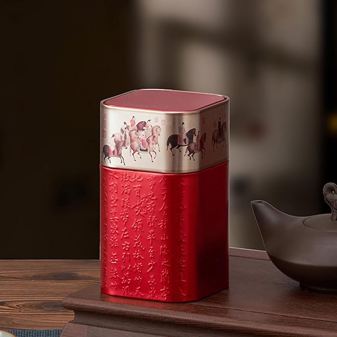 Tea Packagings Box Empty Tea Tin Can Square Tinplate Containers For Loose Tea Coffee Candy Cookie Spices Square Tinplate Can Tea Room Decoration Accessory, youth large / 11-13