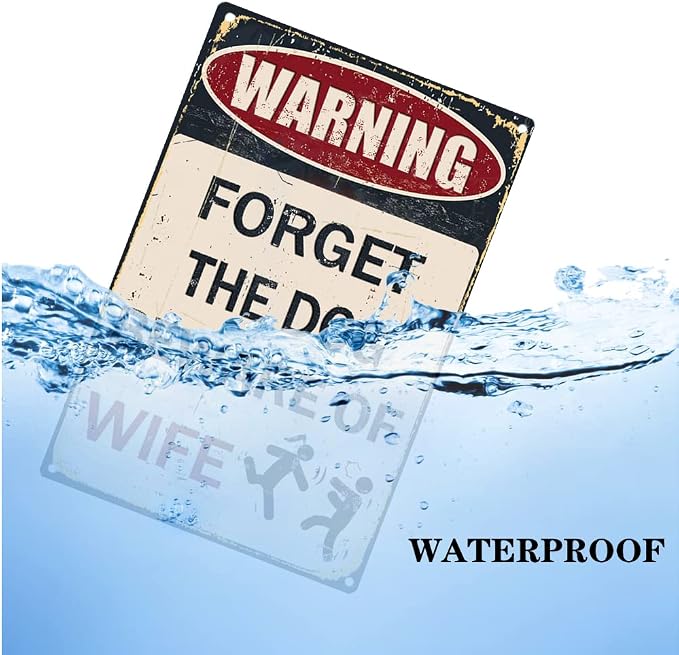 Funny Metal Garage Signs For Men Room Decor Little Man Cave Sign Vintage Bar Home Pub Office Wall Decorations, Forget The Dog Beware Of Wife Tin Signs 8x12Inch - Image 8