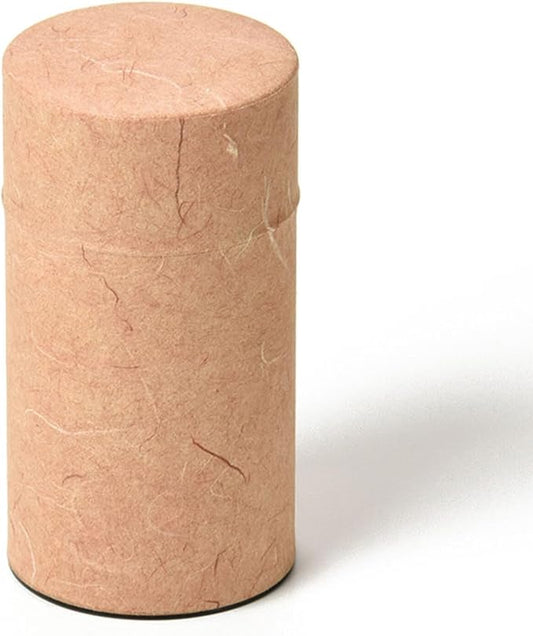 Japanese Pokkan Matcha Coffee Spice Tea Tin Canister Washi Paper Storage with Lid 7.05 oz Capacity (Unryugami Orange)