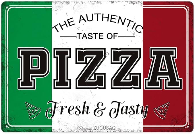 Pizza Tin Signs Vintage Metal Sign Funny Food Art Printing Poster Wall Decor for Home Kitchen Bar Restaurant Cafe Pub Indoor Outdoor 12x8 Inch Hanging Plaque by ZUGUBAQ