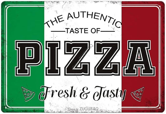 Pizza Tin Signs Vintage Metal Sign Funny Food Art Printing Poster Wall Decor for Home Kitchen Bar Restaurant Cafe Pub Indoor Outdoor 12x8 Inch Hanging Plaque by ZUGUBAQ