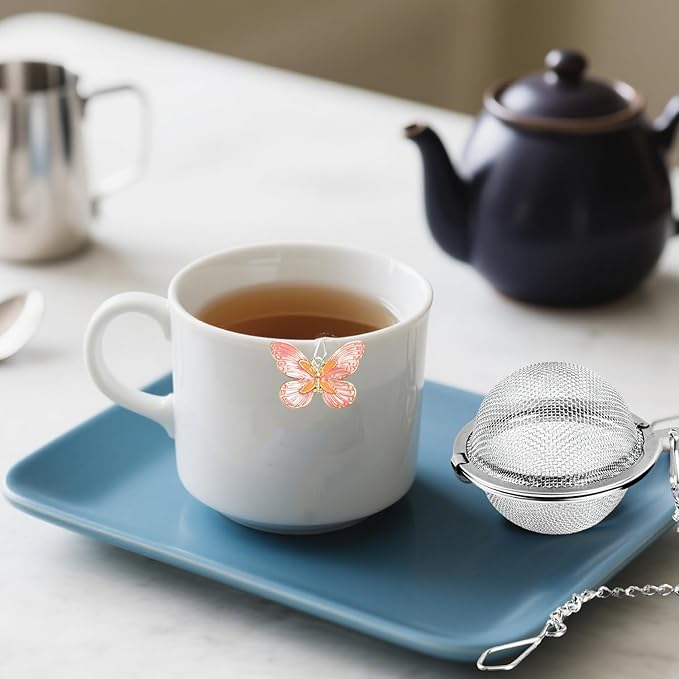 3 Pcs Tea Infusers for Loose Tea Leaf Steeper Tea Balls for Loose Tea Diffusers for Loose Tea Stainless Steel Tea Infuser Loose Leaf Tea Steeper with Metal Pendant (Butterfly 1)