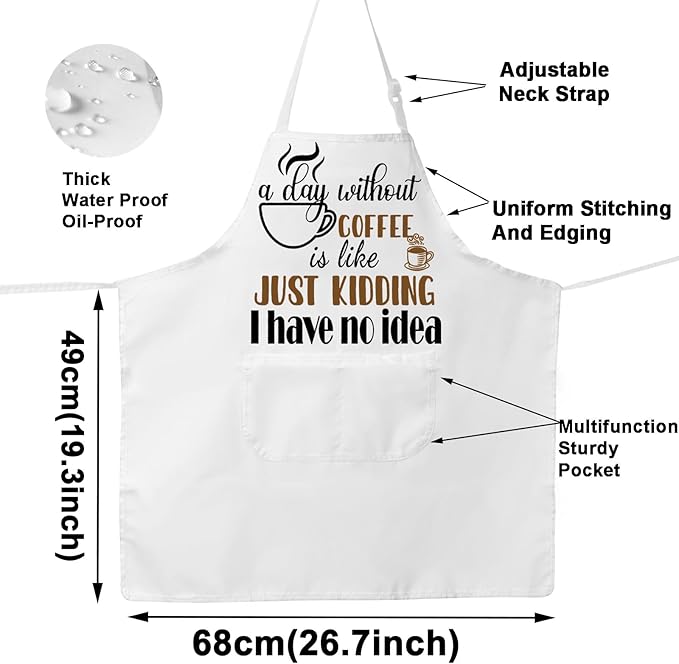 JNIAP Coffee Apron for Barista - Themed Apron for Coffee Shop, Server, Lover Gift
