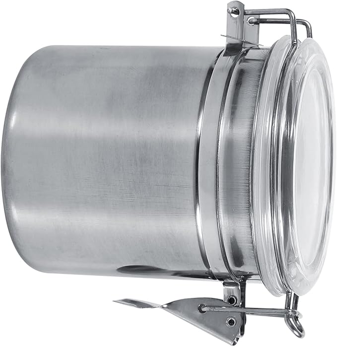Stainless Steel Kitchen Food Storage Container Bottle For Sugar Tea Coffee Beans Dry Goods Transparent Cover Easy To Use Kitchen Canister (210x210x135cm/82.7x82.7x53.1in)