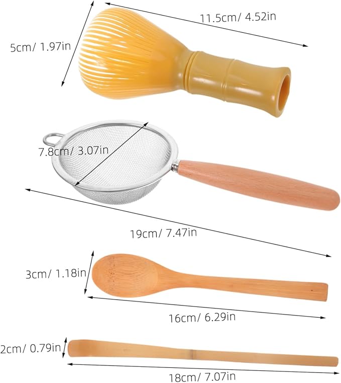 1Set Matcha Mixing Supplies Whisk Tea Scoop Spoon Fine Mesh Strainer for Home Milk Tea Shop Use Traditional Matcha Making Kit with Elegant Craftsmanship
