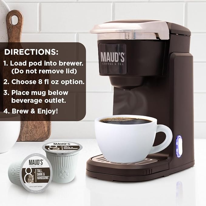 Maud's Dark Roast Coffee Pods, 100ct, Single Serve Pods – 100% Arabica Coffee, Compatible with Keurig K Cups Maker