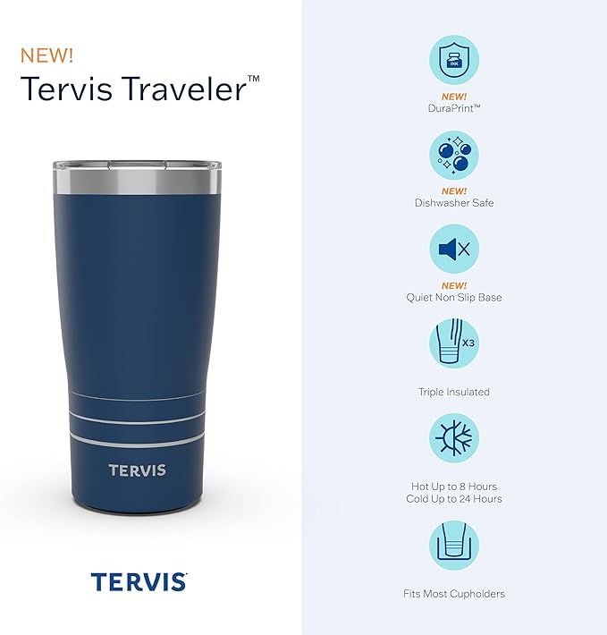 Tervis Traveler Inkreel - Apricot Swirl Triple Walled Insulated Tumbler Travel Cup Keeps Drinks Cold & Hot, 20oz, Stainless Steel