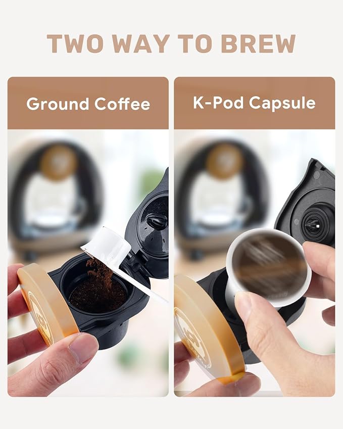 2-in-1 Coffee Maker, Fast Brew in 1.5mins, Single Serve Coffee Machine Compatible with K-Cup Pods & Ground Coffee, 1400W 20s Preheat, Compact for Home,Small Place,Office & RV, 8oz,Dark Grey