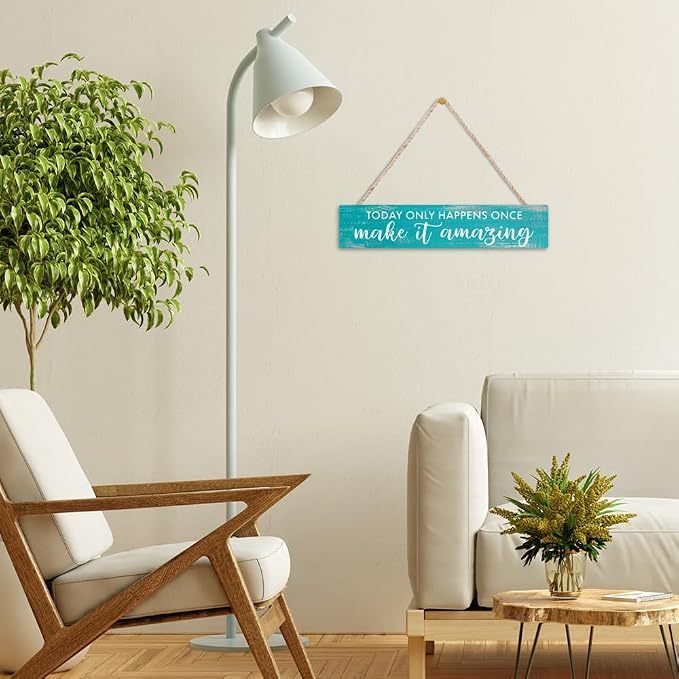 AGMDESIGN Today Only Happens Once Make It Amazing Wood Sign, Motivational Daily Reminder Decor for Bedroom Office, Farmhouse Kitchen Cafe Shop Wooden Plaque, Positive Gifts for Friends Coworkers - Image 6