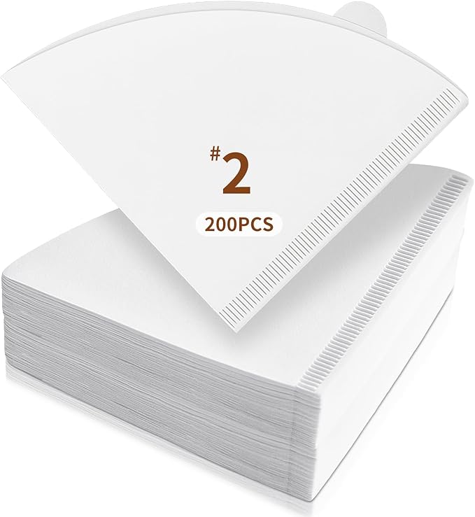 200 Count Coffee Filters, Coffee Filters #2 Disposable, #2 Paper Filter for Pour Over and Drip Coffee Maker, Suitable for Home Coffee Shop (White，2-4 Cup)