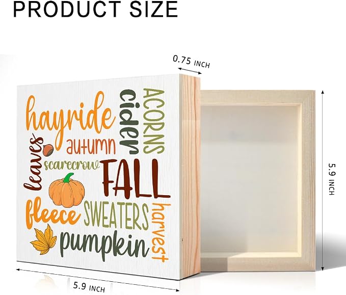 Scarecrow Leaves Cider Pumpkin Wooden Box Sign, Fall Farmhouse Desk Decor, Funny Fall Sign for Bedroom Office, Harvest Thanksgiving Gifts for Women Men Friends Sister Aunt BFF Coworkers - Image 2