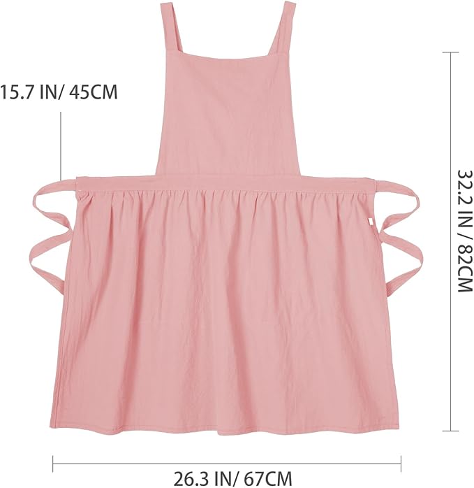 Pinknoke Cute Cotton Pinafore Aprons for Women with Pockets for Kitchen | Vintage Apron Dress,Adjustable Cross Back,2 Pockets,Long Straps,for Cooking Backing Gardening Painting Cleaning Gift Giving - Image 7