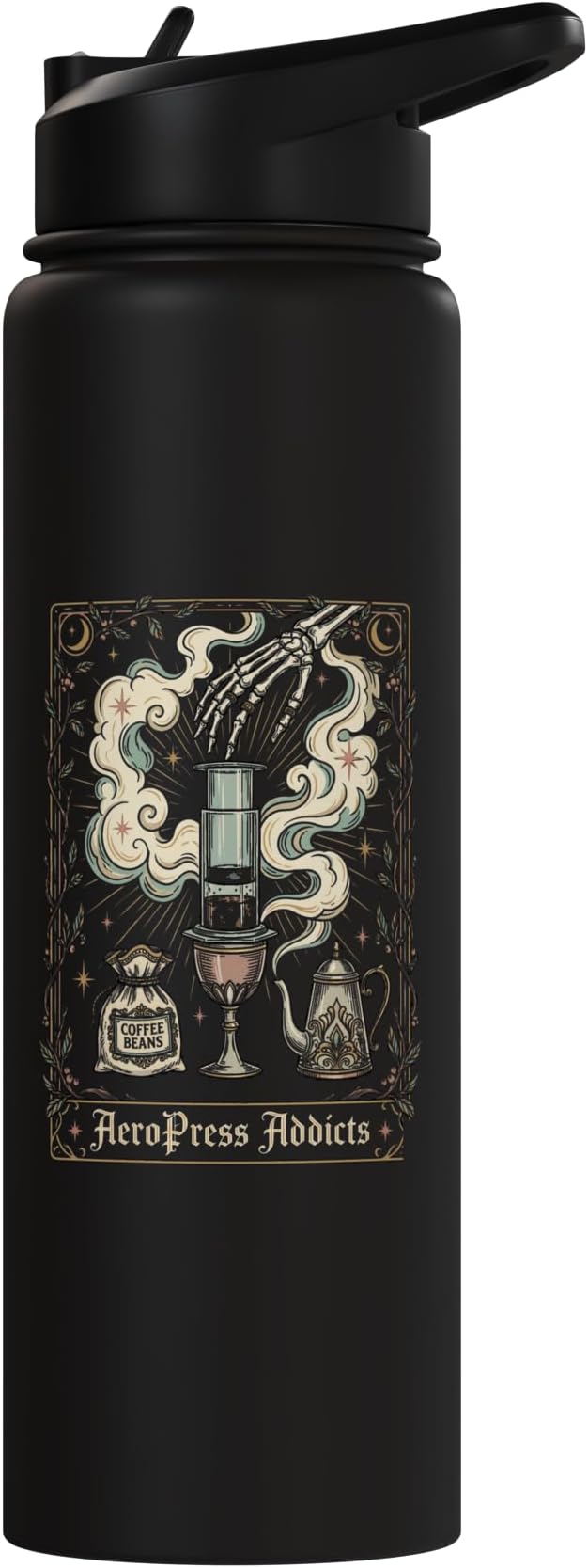 Gothic AeroPress Coffee Shirts Mystical Coffee Brewing Scene Stainless Steel Insulated Water Bottle