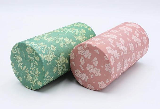 Japanese Pokkan Matcha Coffee Spice Tea Tin Canister Washi Paper Storage with Lid 7.05 oz Capacity (Hana Karakusa)
