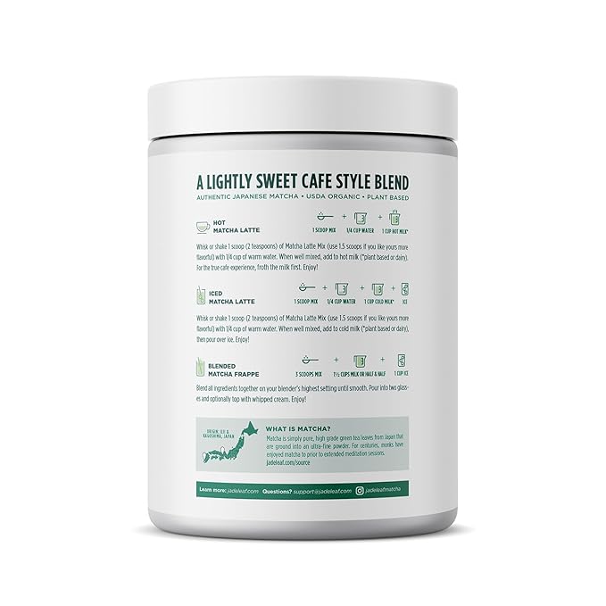 Jade Leaf Matcha Organic Matcha Latte Mix - Bulk Value Size - Lightly Sweet Japanese Matcha Green Tea Powder with Organic Cane Sugar for Café Style Blend, 35.3 Ounce / 1000g (Pack of 1)