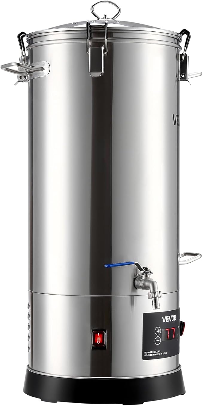 VEVOR Beer Brewing Equipment, 8 Gal/30L 304 Stainless Steel Home Beer Brewer,1500W All-in-One Home Brewing Kit with Tall strainer, Integrated Inner Barrel & Reinforced Handle