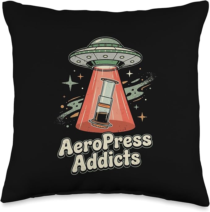 UFO AeroPress Funny Coffee Shirts Sci-Fi AeroPress Brewing Throw Pillow
