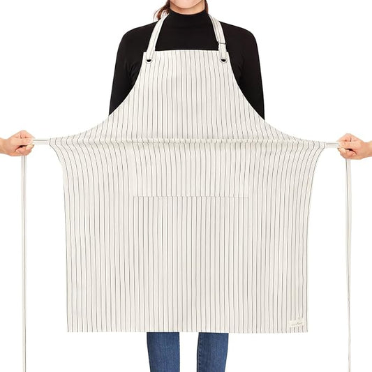 ROTANET Stripe Stretch Apron Chef Aprons for Men with 2 Pockets Waterproof | 34" x 28", Plus Size for Big and Tall, Striped, Pinstripe, Apron for Men Women, Extra Large, for Cooking, Kitchen by ROTANET