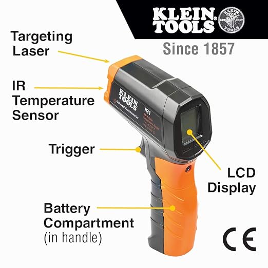 Klein Tools 80067 Electrical Test Kit with IR Digital Thermometer, Multimeter, Non-Contact Voltage Tester Pen and Receptacle Tester, 4-Piece