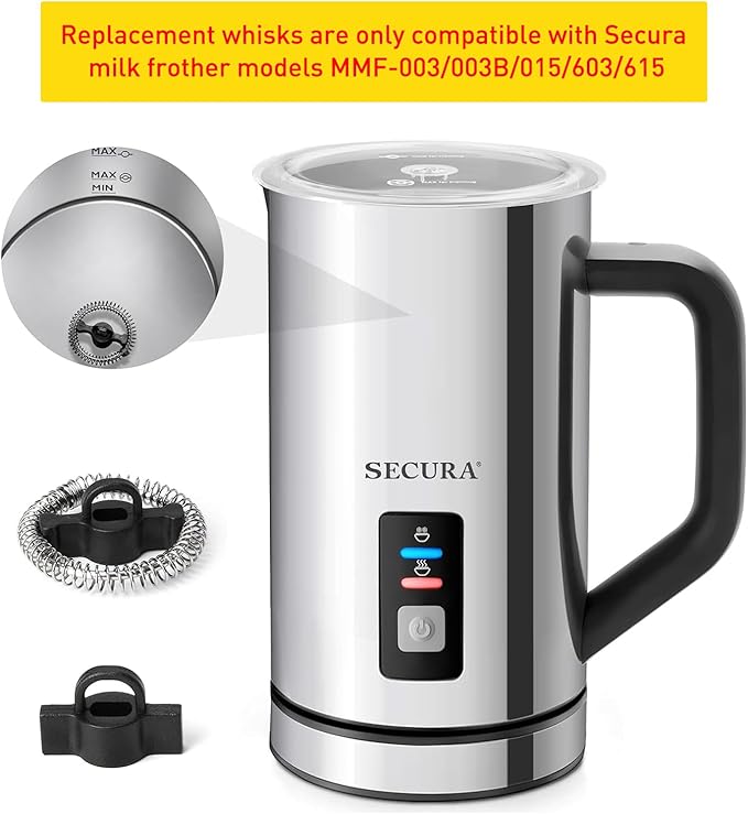 Secura Electric Milk Frother and Warmer Replacement Whisk Set Only for Models MMF-003/003B/ 015/603/615